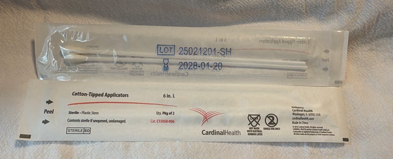 Cardinal Health Sterile Cotton Tipped Applicators 6” 300 Packs 600 Swabs 1-2028
