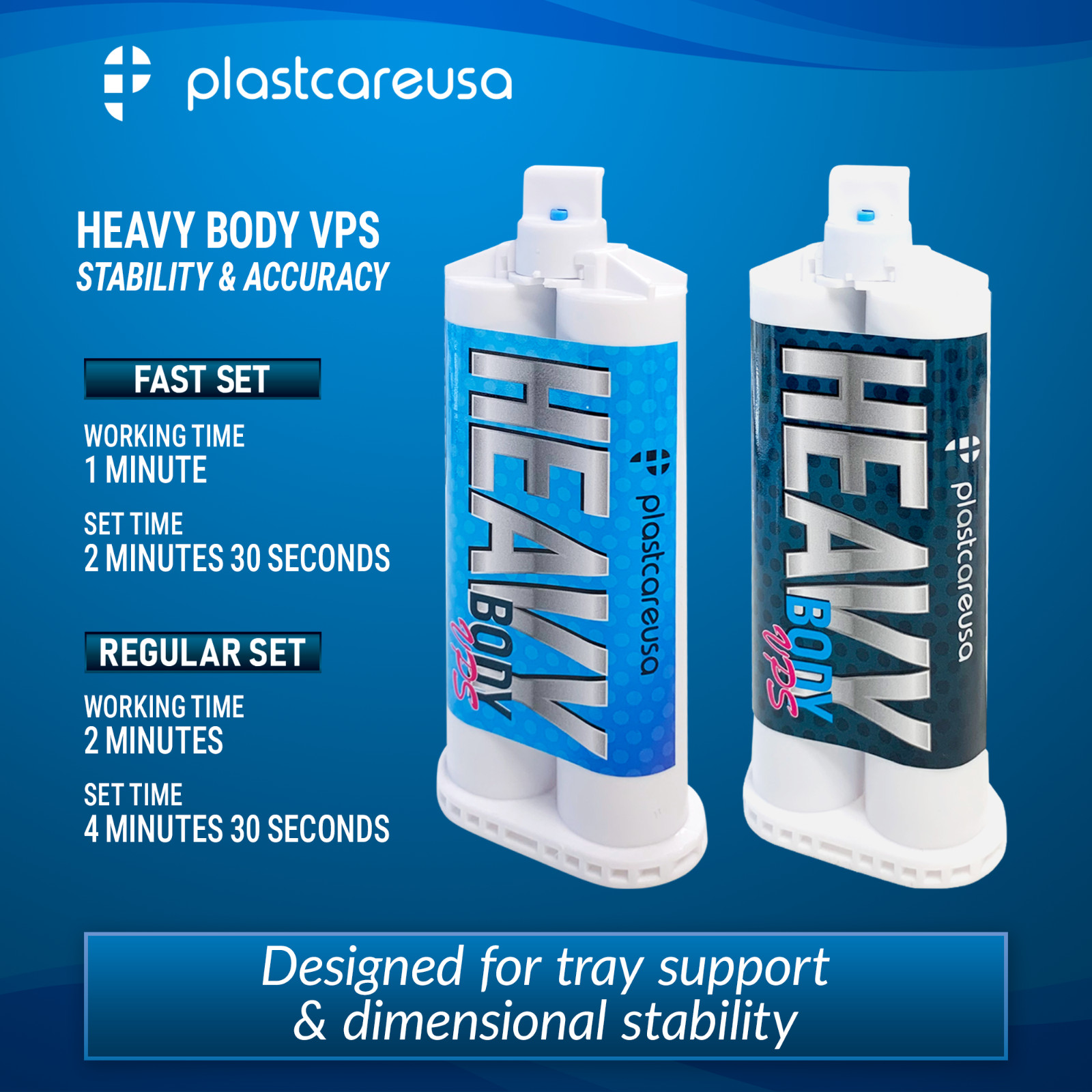 Dental Impression Material – VPS Heavy Body Fast Set | 8 Cartridges & 16 Tips