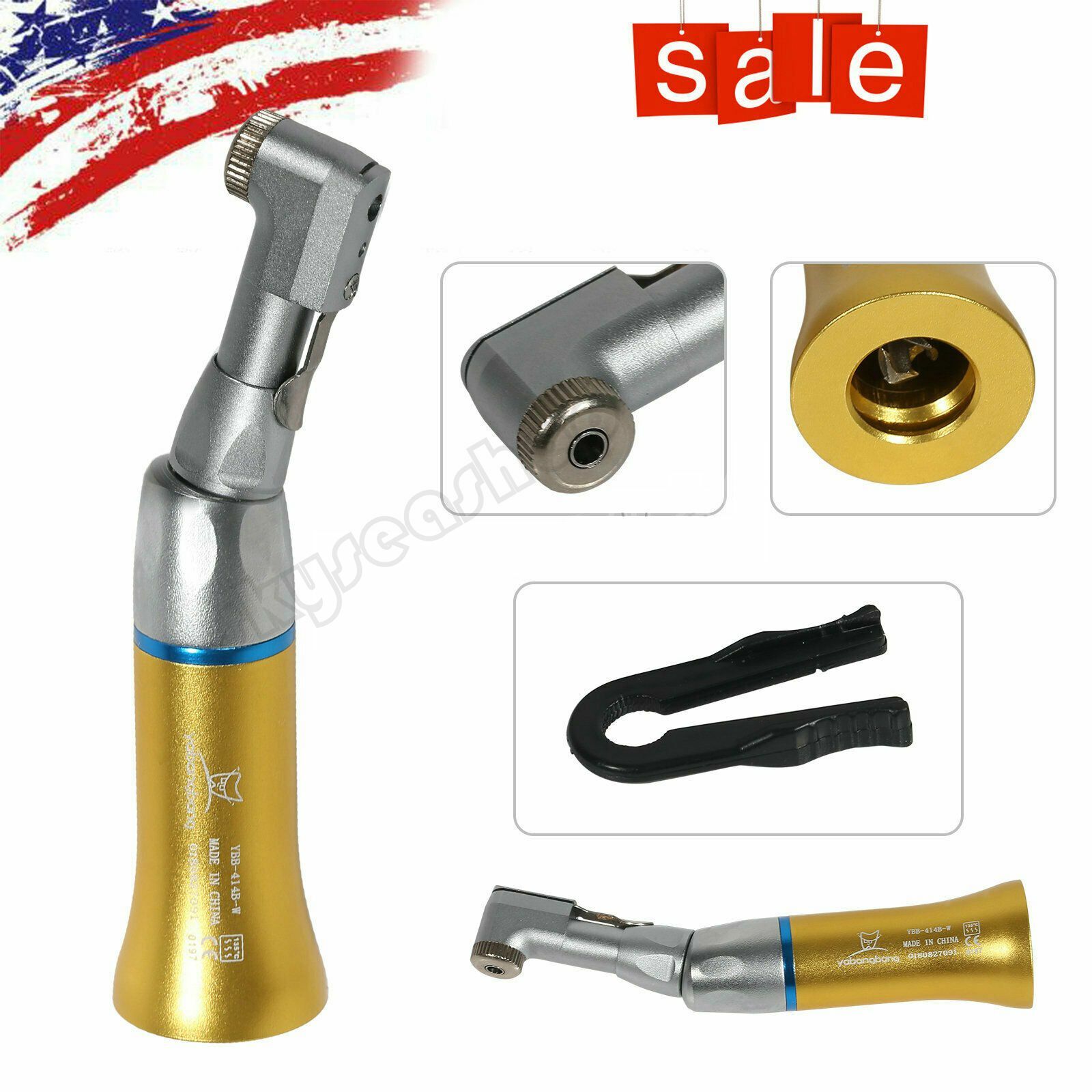 NSK Style Dental Low Slow Speed Contra Angle Handpiece Latch E-type YBB-Gold