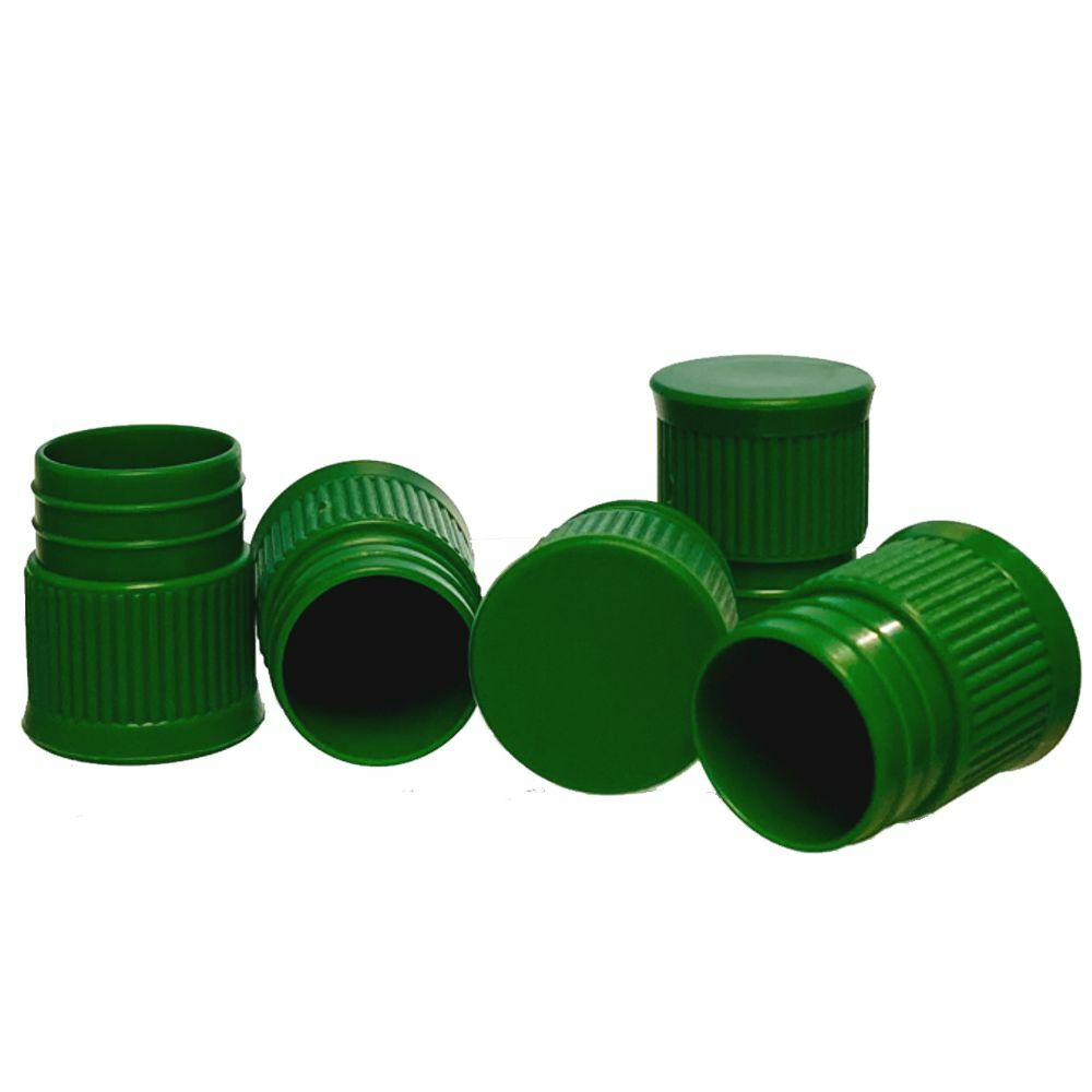Test Tube Cap, Hollow Bottom, 16mm, Green, Karter Scientific (Pack of 1000)