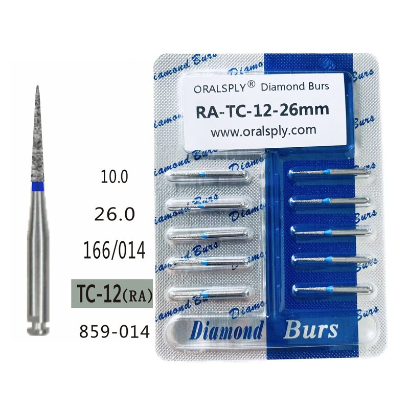 100x RA-TC-12-26mm Taper Needle Standard Diamond Burs for Contra Angle Handpiece