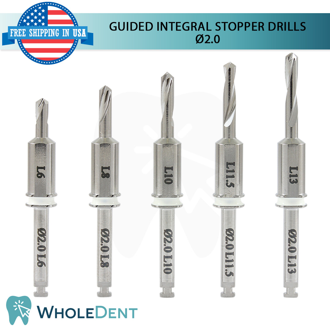 Guided Integral Stopper Drills Kit Dental Drill Hex Driver Tool Internal Hex