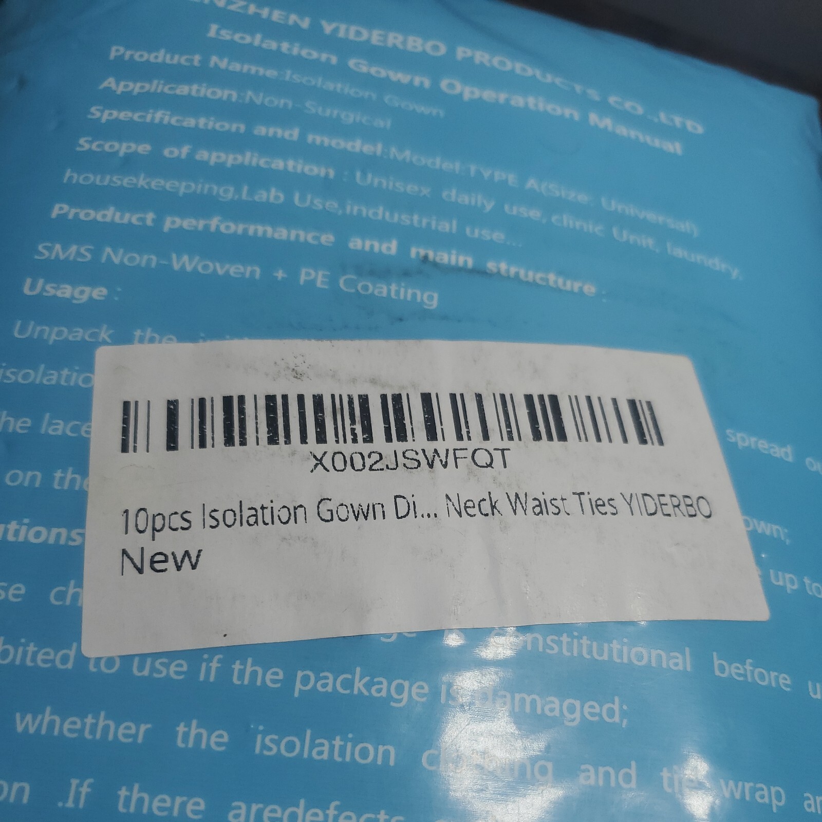 Disposable Isolation Gowns elastic sleeve White, Universal Size – Pack of 9 New