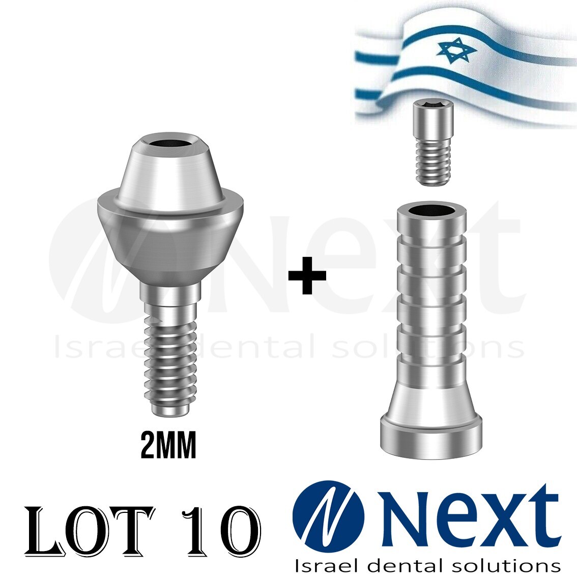 Lotx10 New Straight abutment Multi Unit 2 mm titanium sleeve screw 1.72