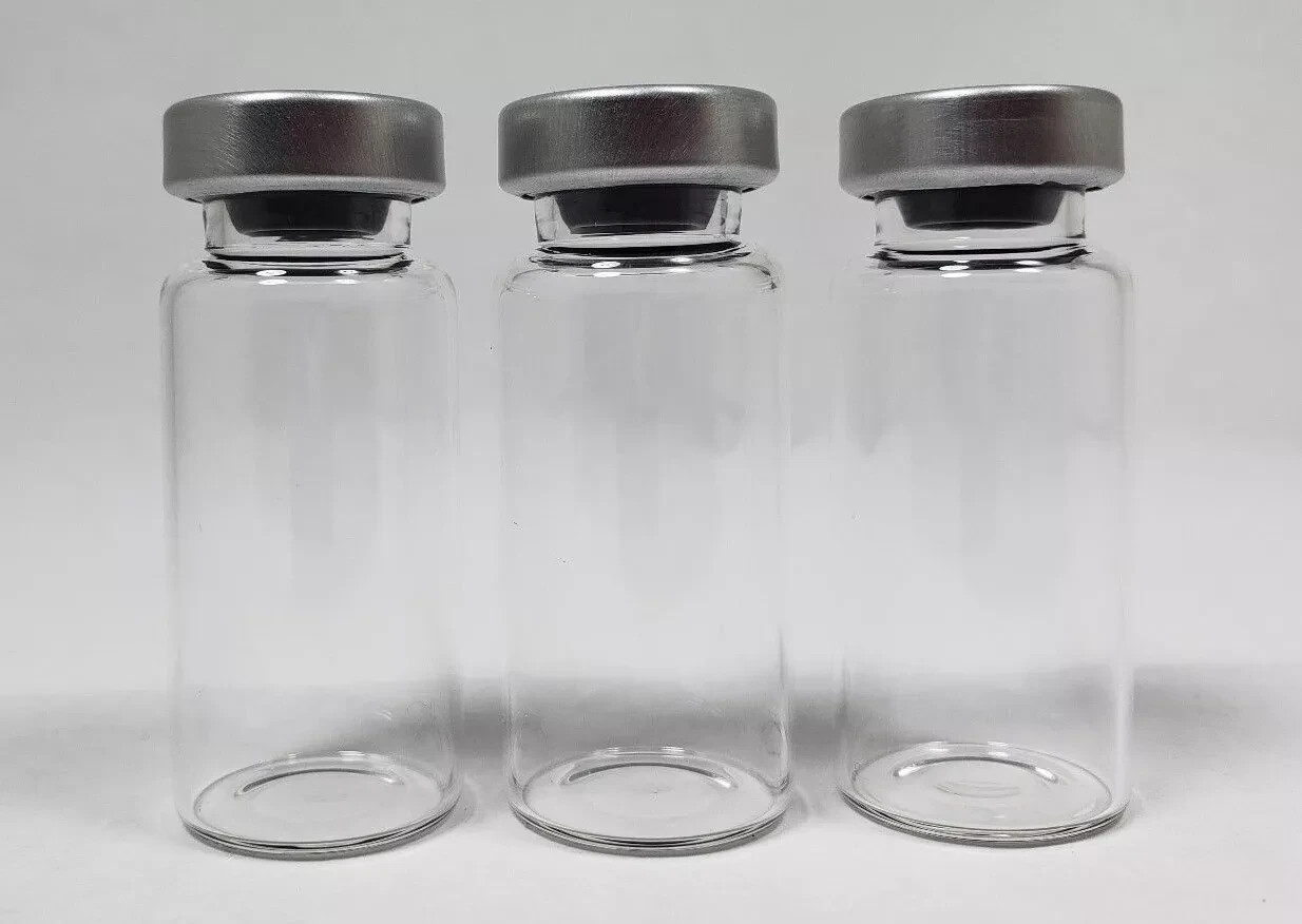 THREE 10ml CLEAR EMPTY sterile capped serum vials