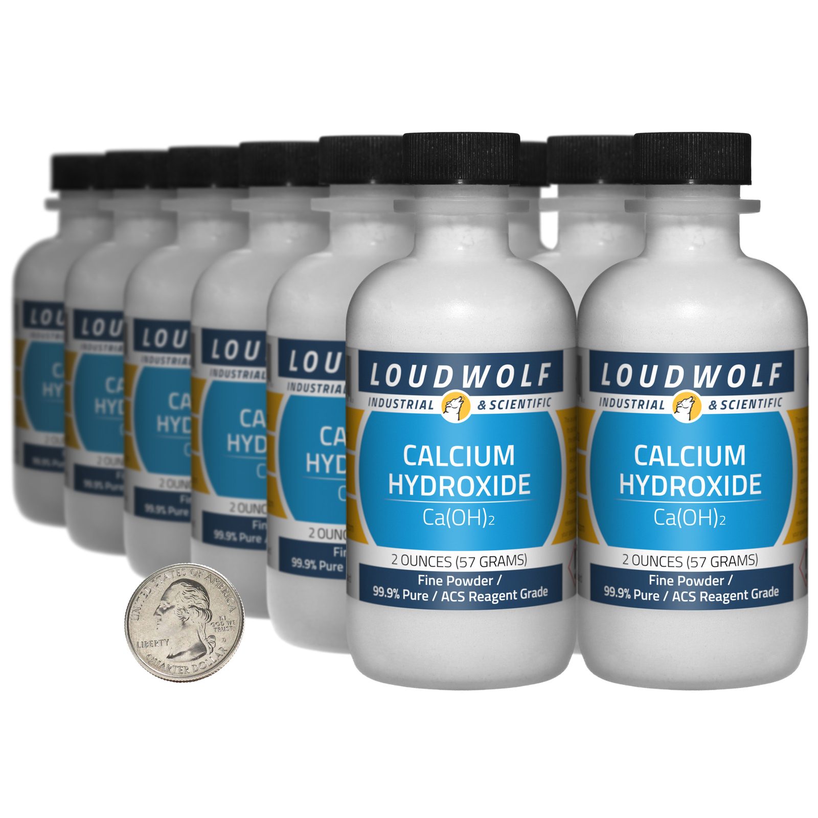 Calcium Hydroxide / 1.5 Lbs / 12 Bottles / 99.9% ACS Reagent Grade / Fine Powder