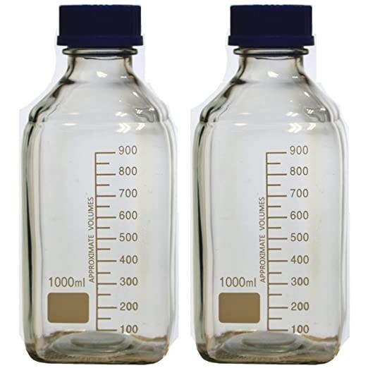 Karter Scientific 1000ml Square Media Storage Bottle with Screw Cap (Pack of 2)