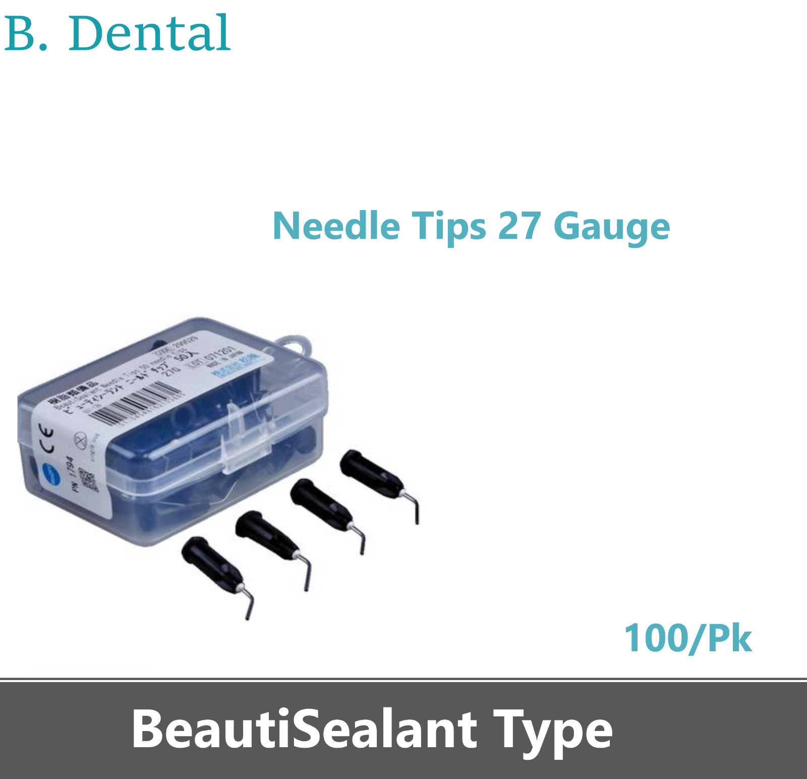 Dental BeautiSealant Tips 27 Ga, Releasing Pit Fissure Sealant Dispenser, 100/Pk