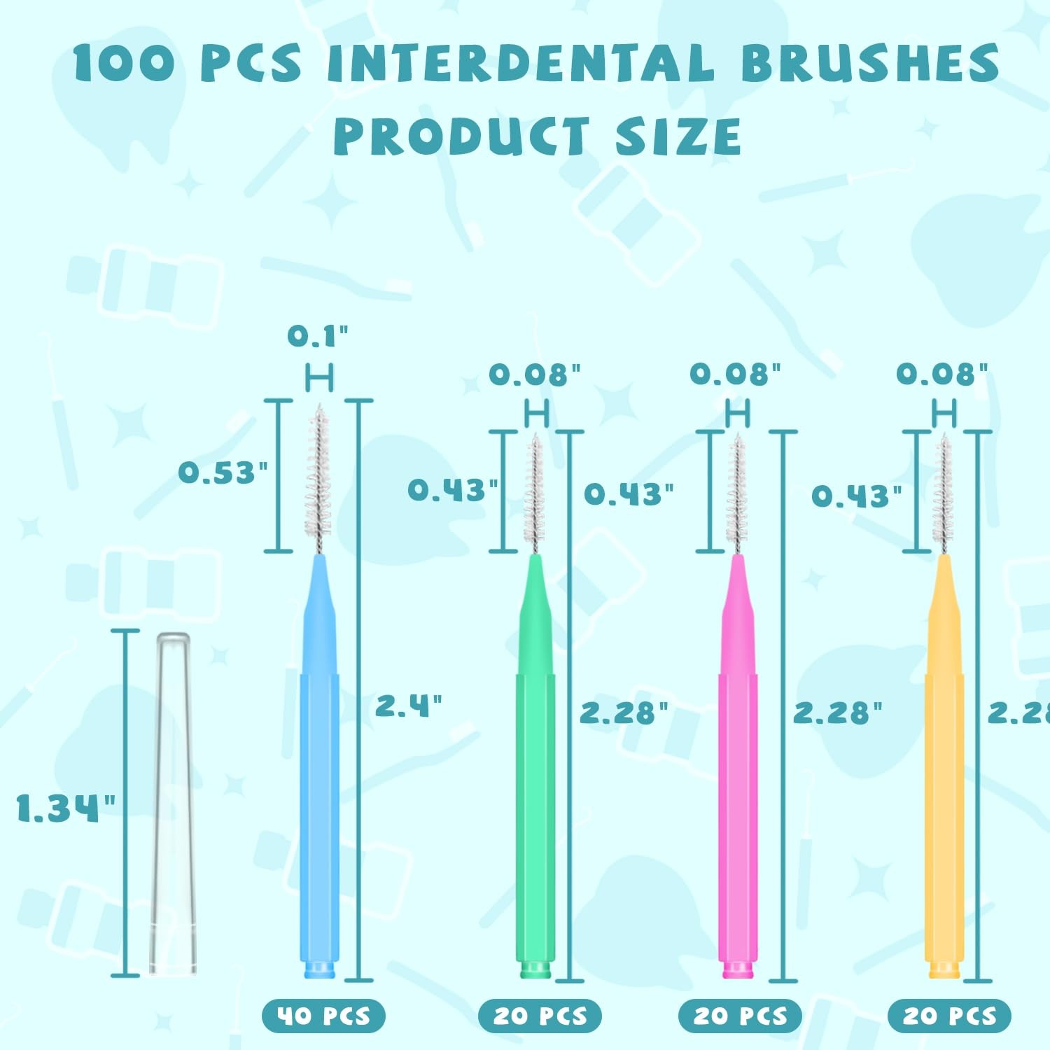 100PCS Interdental Brushes Between Teeth for Braces, Flossers Brush Cleaner, …
