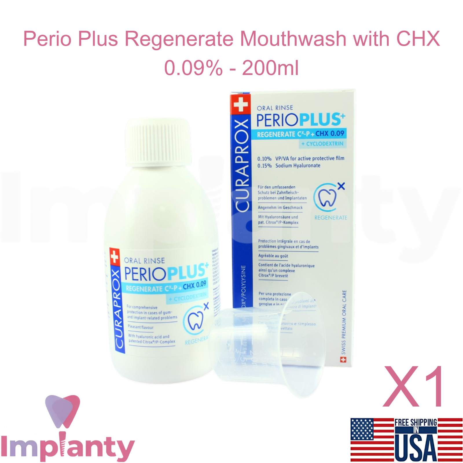 Curaprox Dental Mouthwash 200ml Peri0 Plus CHX 0.09% Alcohol free Plaque Control
