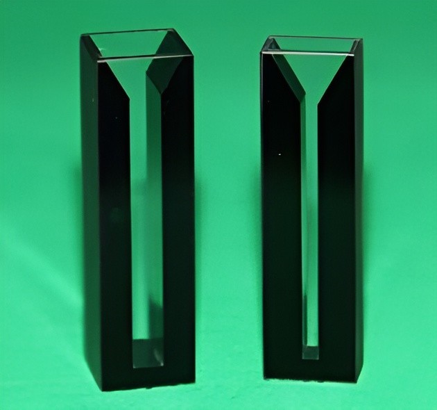 2pcs Customizable Micro Quartz Cuvette Black Wall 10mm 0.35 0.7 1 1.4 1.75mL