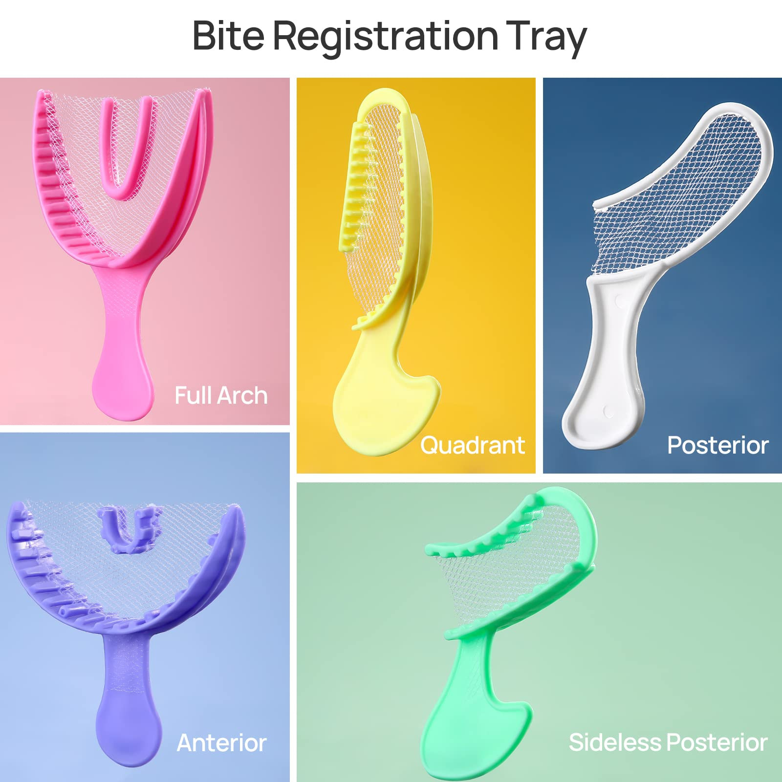 JMU Disposable Dental Bite Registration Trays for Teeth Molds, Multiple Sizes