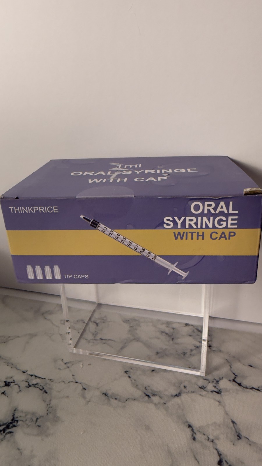 THINKPRICE Oral Syringe 1ml With Cap Tip Caps Liquid Medication Dispenser