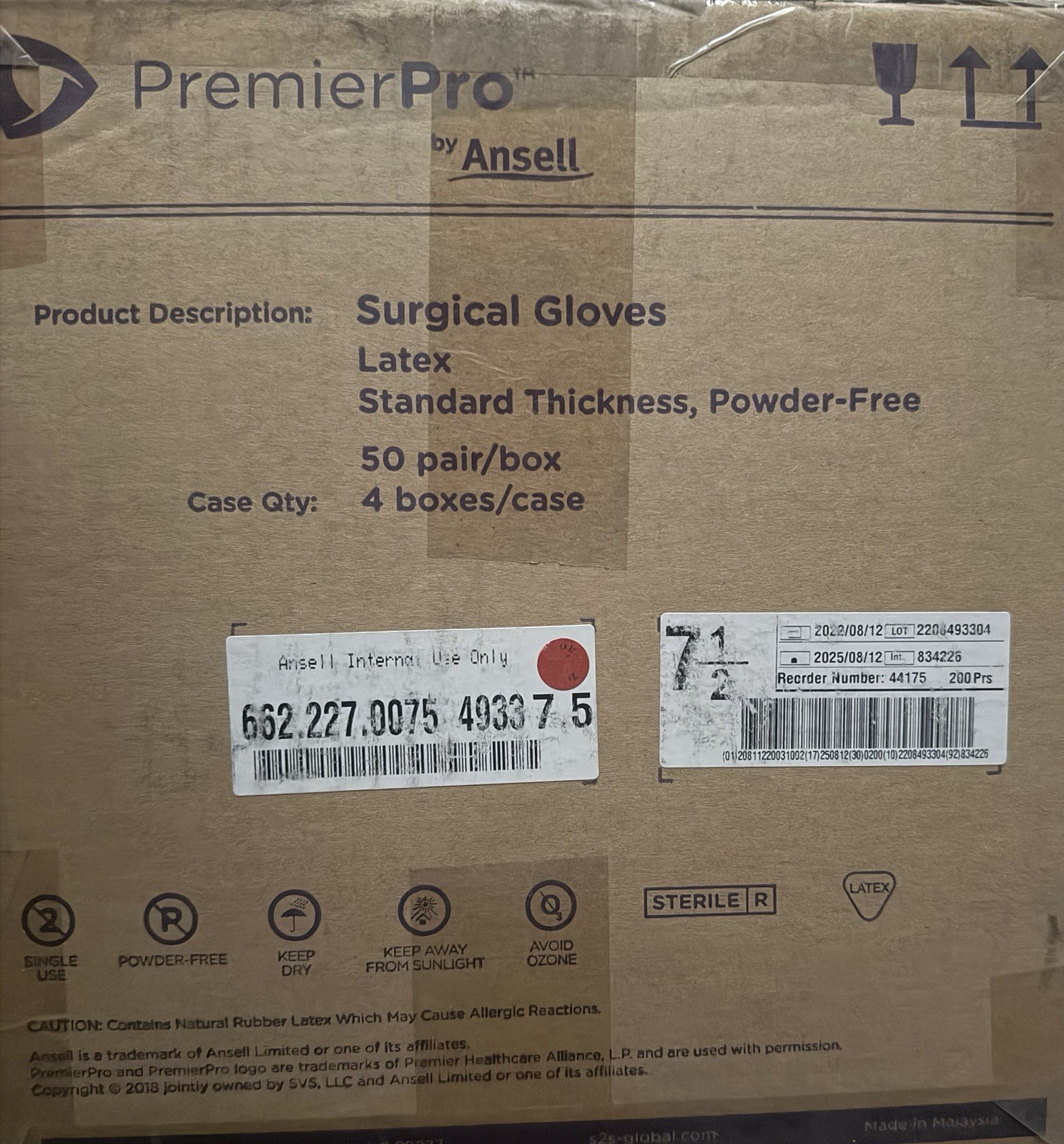 premierpro surgical gloves expired 200 count Size 7.5