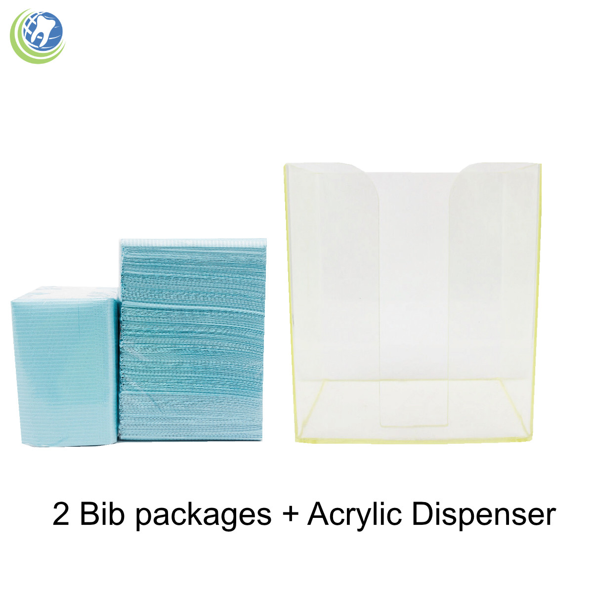 250 DISPOSABLE DENTAL BIBS WITH PLASTIC DISPENSER FLUID RESISTANT MEDICAL BLUE