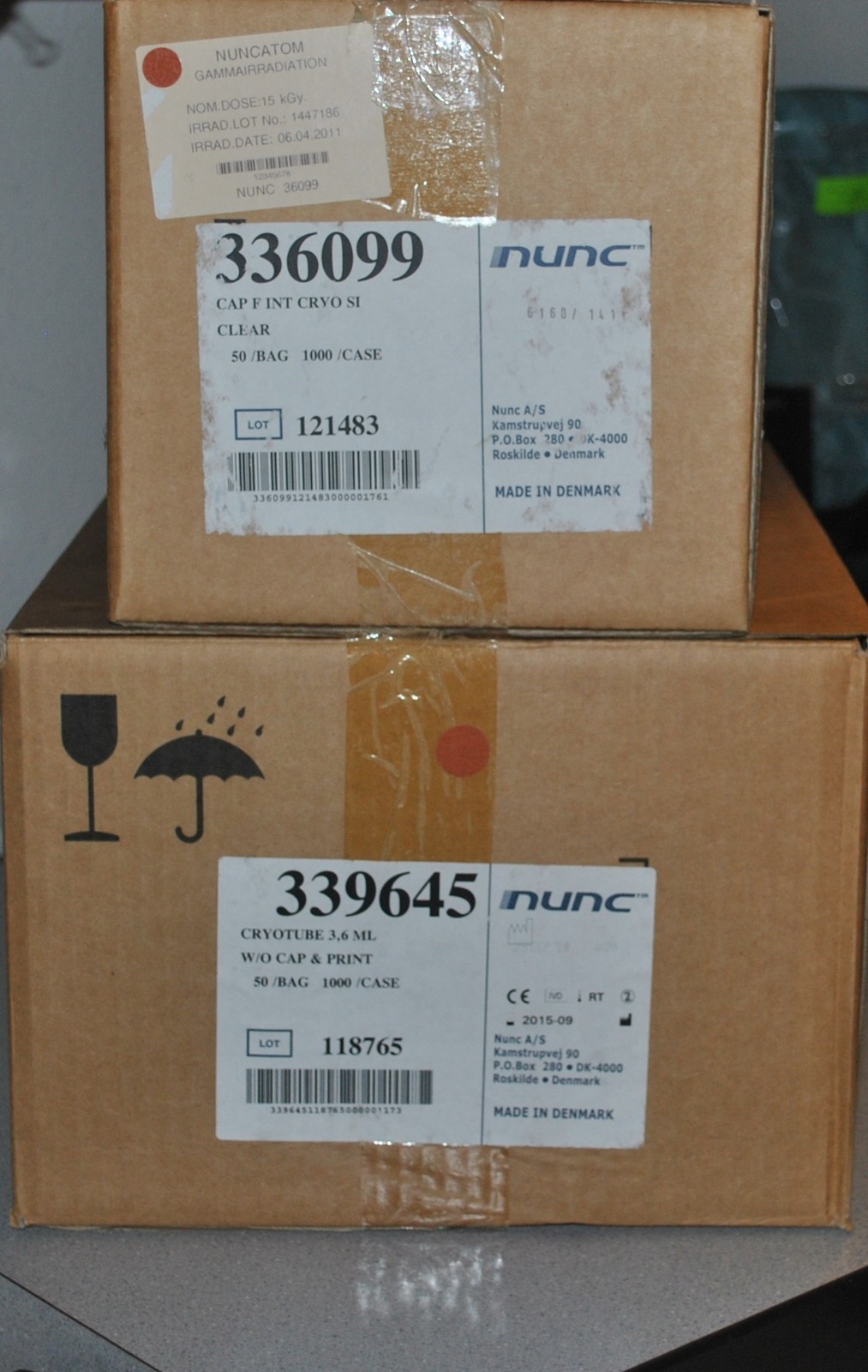 Nunc Cryotube Vial 3.6 ml, Case of 1000 Vials + Case of 1000 Caps.