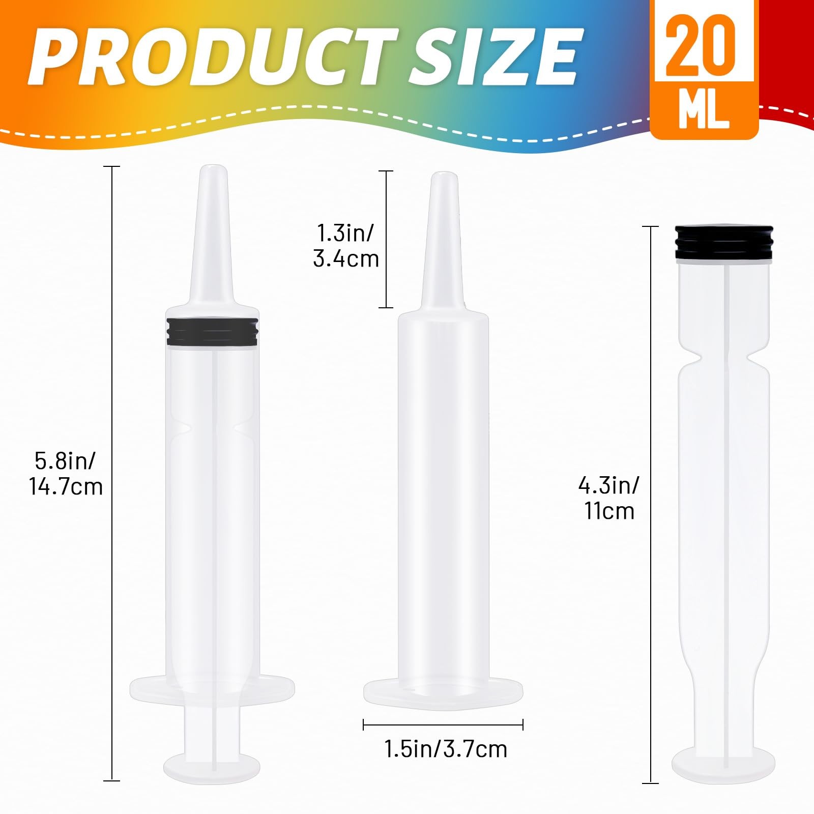60 Pack Plastic Syringes with Tip Cap, 20ML Liquid Syringe BPA-Free Suringes,