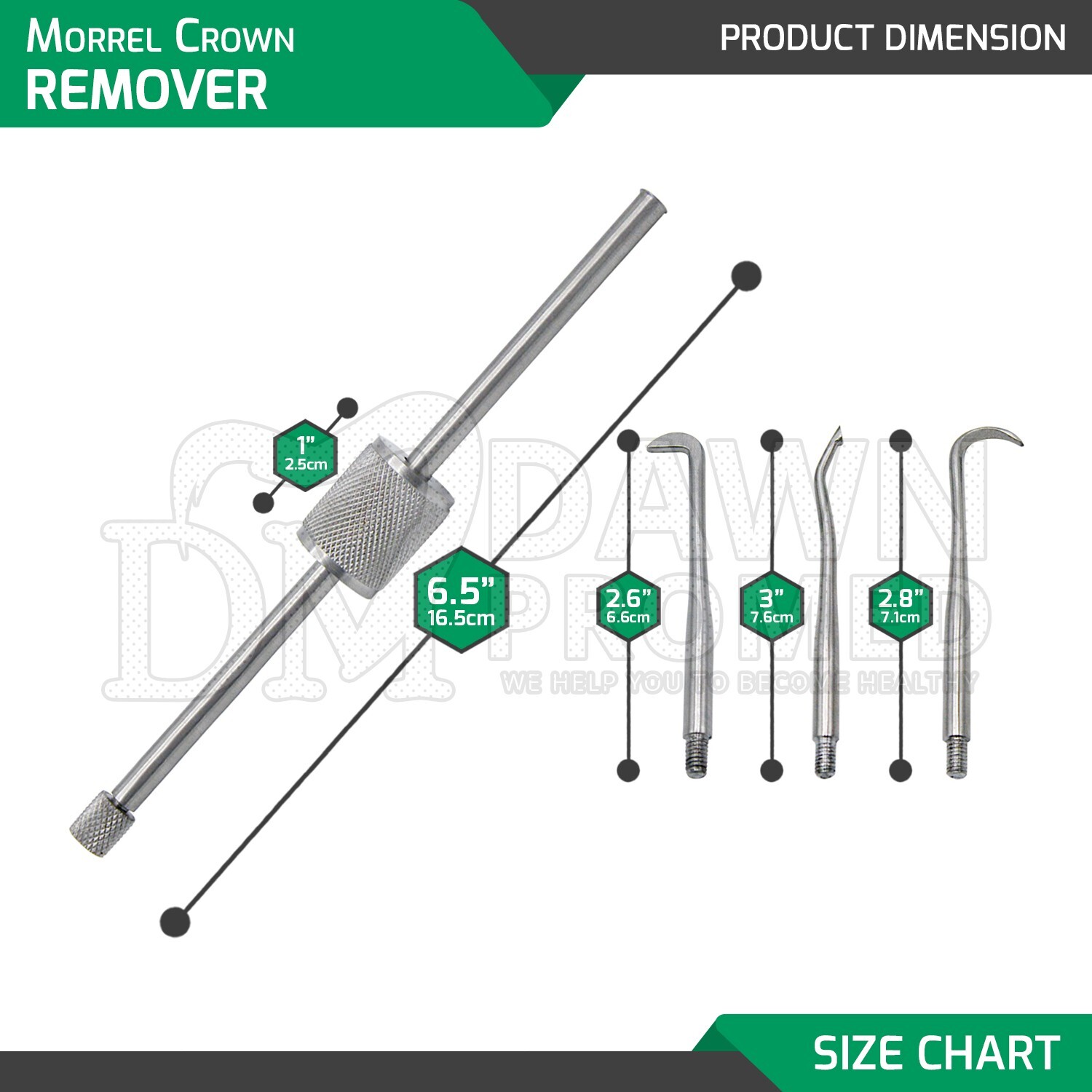 Morrel Crown Remover Set with 3 Tips Orthodontic Dental Surgical Instruments
