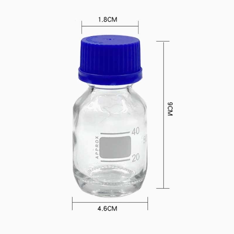 50ml Transparent Graduated Reagent Bottles w/ Blue Cap Laboratory Container