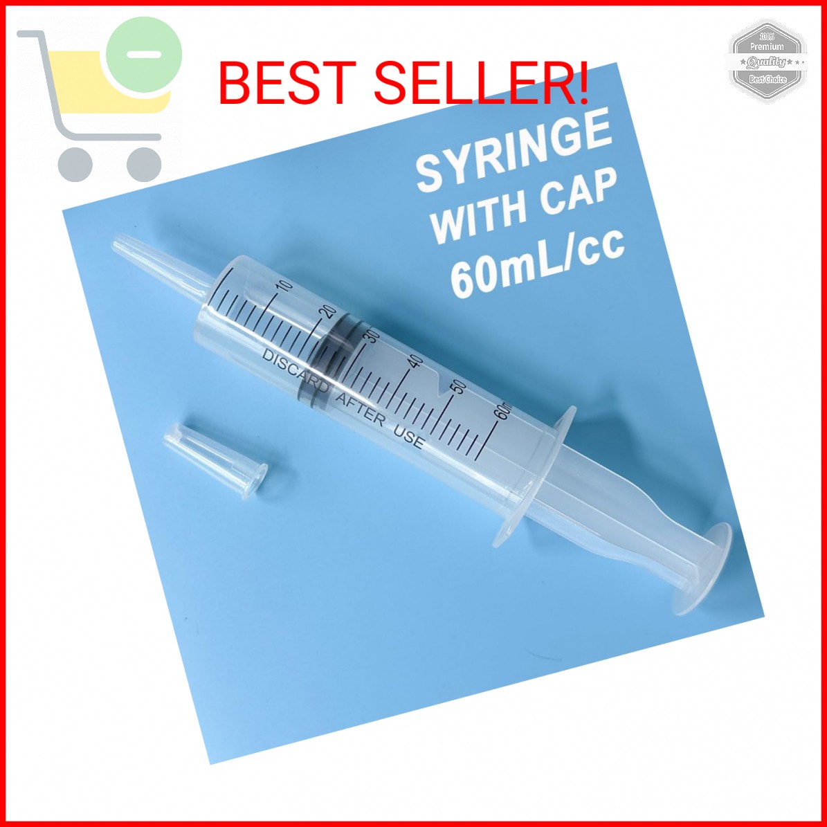4 Pack 60mL Large Syringe for Liquid with Tip Cap, Plastic Liquid Syringes Indiv