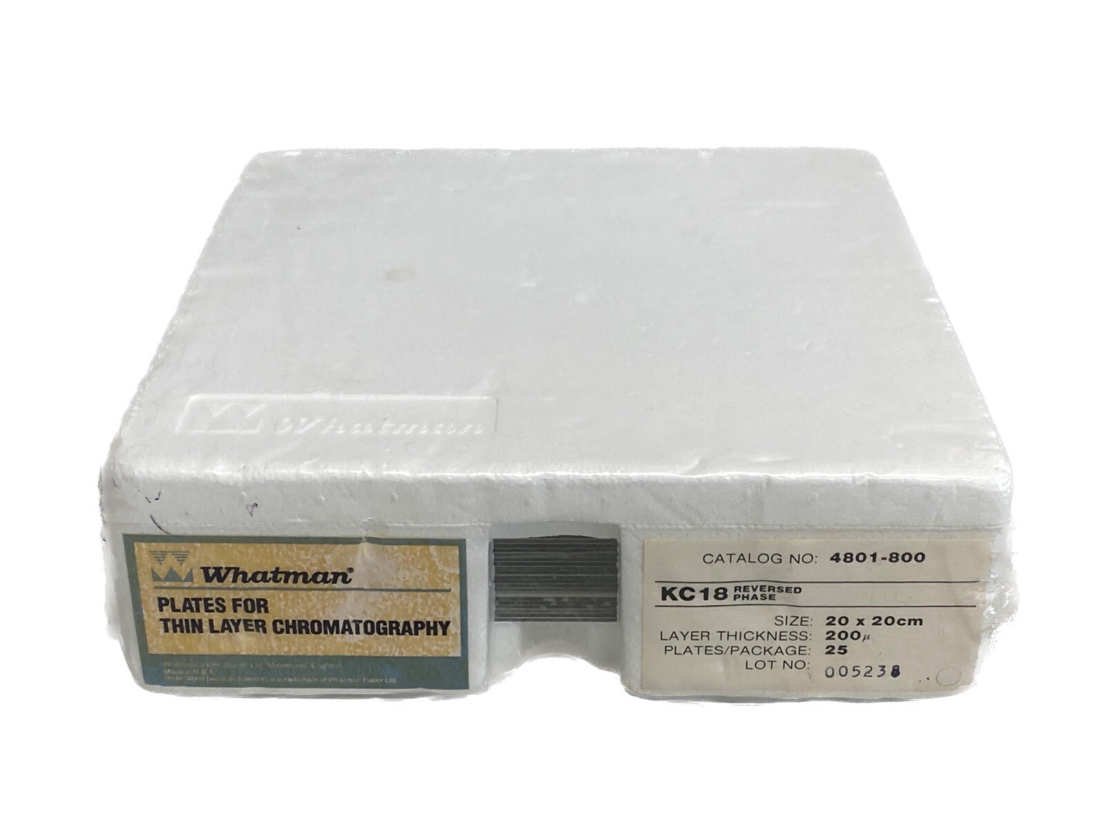 (25) WHATMAN TLC Chromatography Silica Gel KC18 Uniplates 20x20cm 4801-800