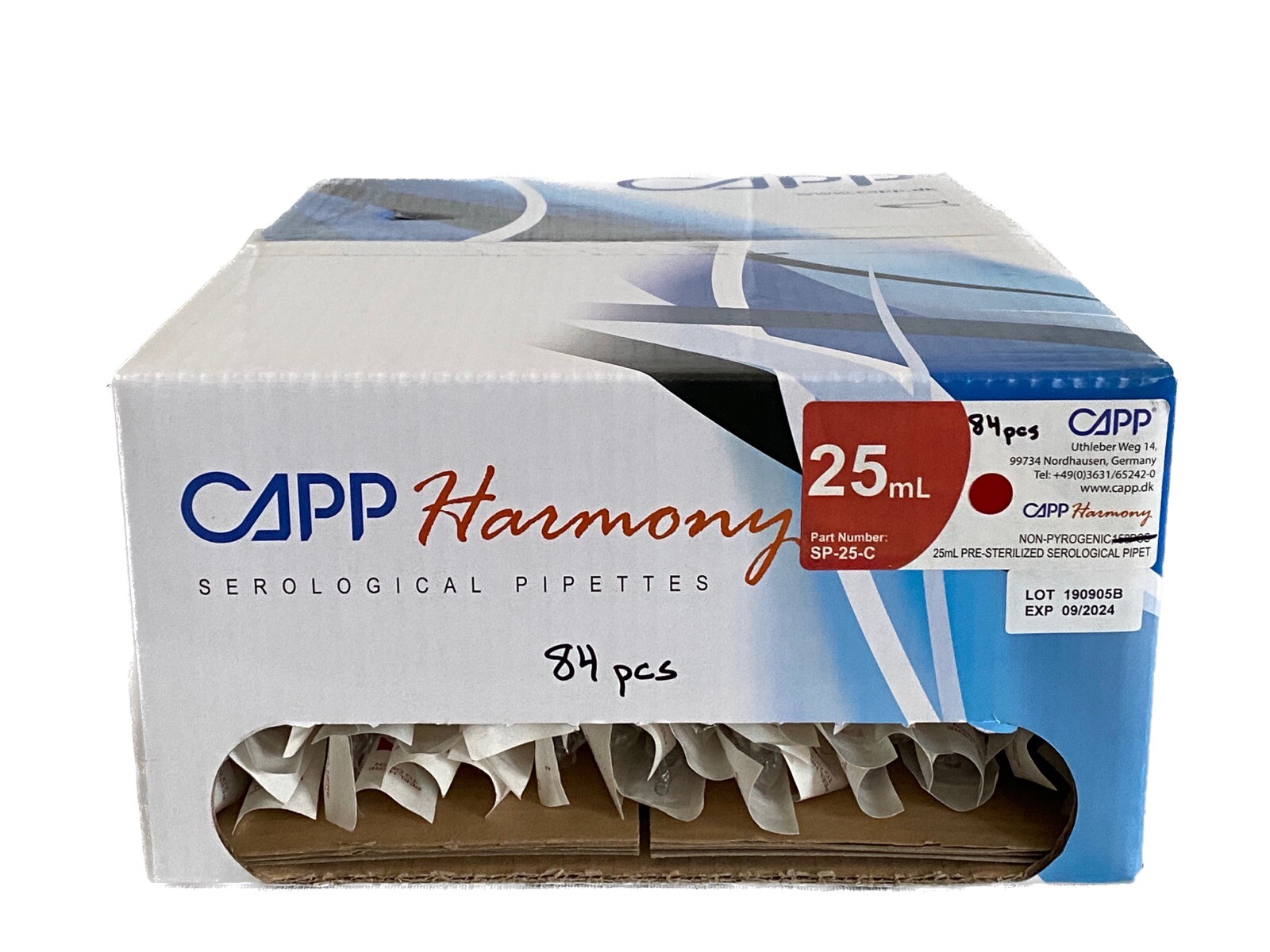 (84) CAPP Harmony 25mL in 2/10 Plastic TD Serological Pipets Sterile SP-25-C