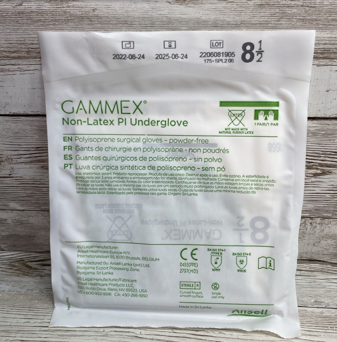 *22 Pair* Gammex Non-Latex PI Underglove Sterile PI-Kare, Size: 8.5 Exp: 6/25