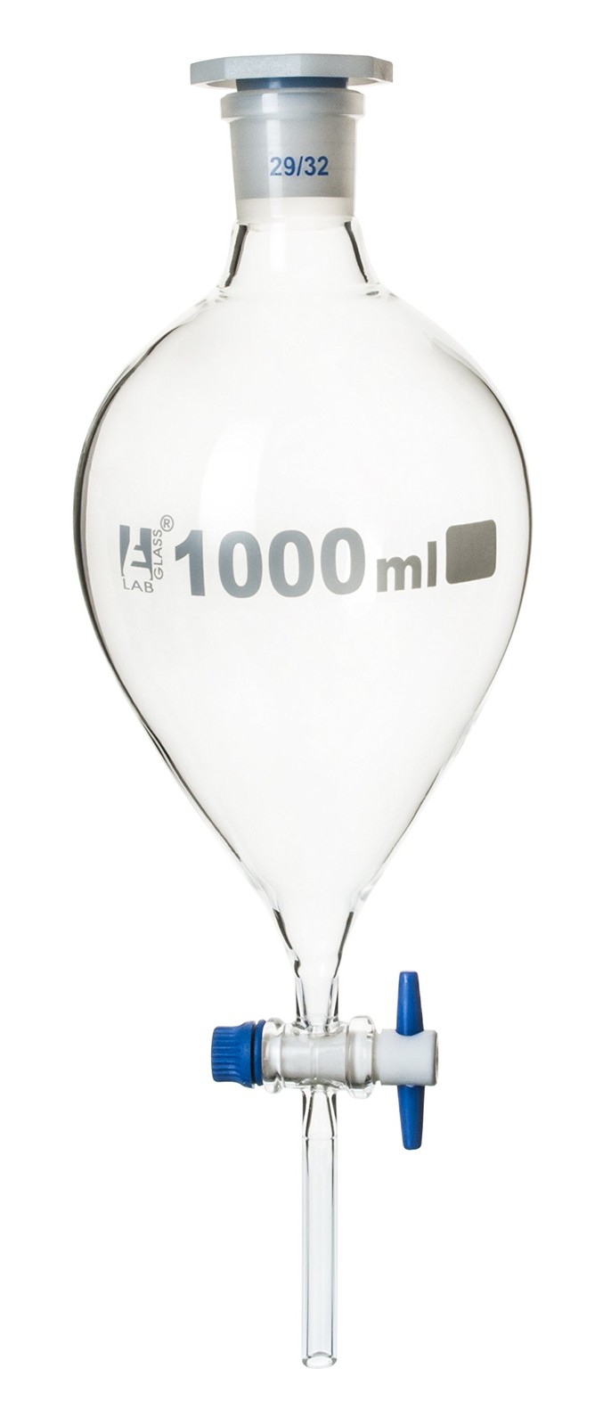 Squibb Separating Funnel, 1000ml – 29/32 Plastic Stopper, PTFE Key Stopcock, …
