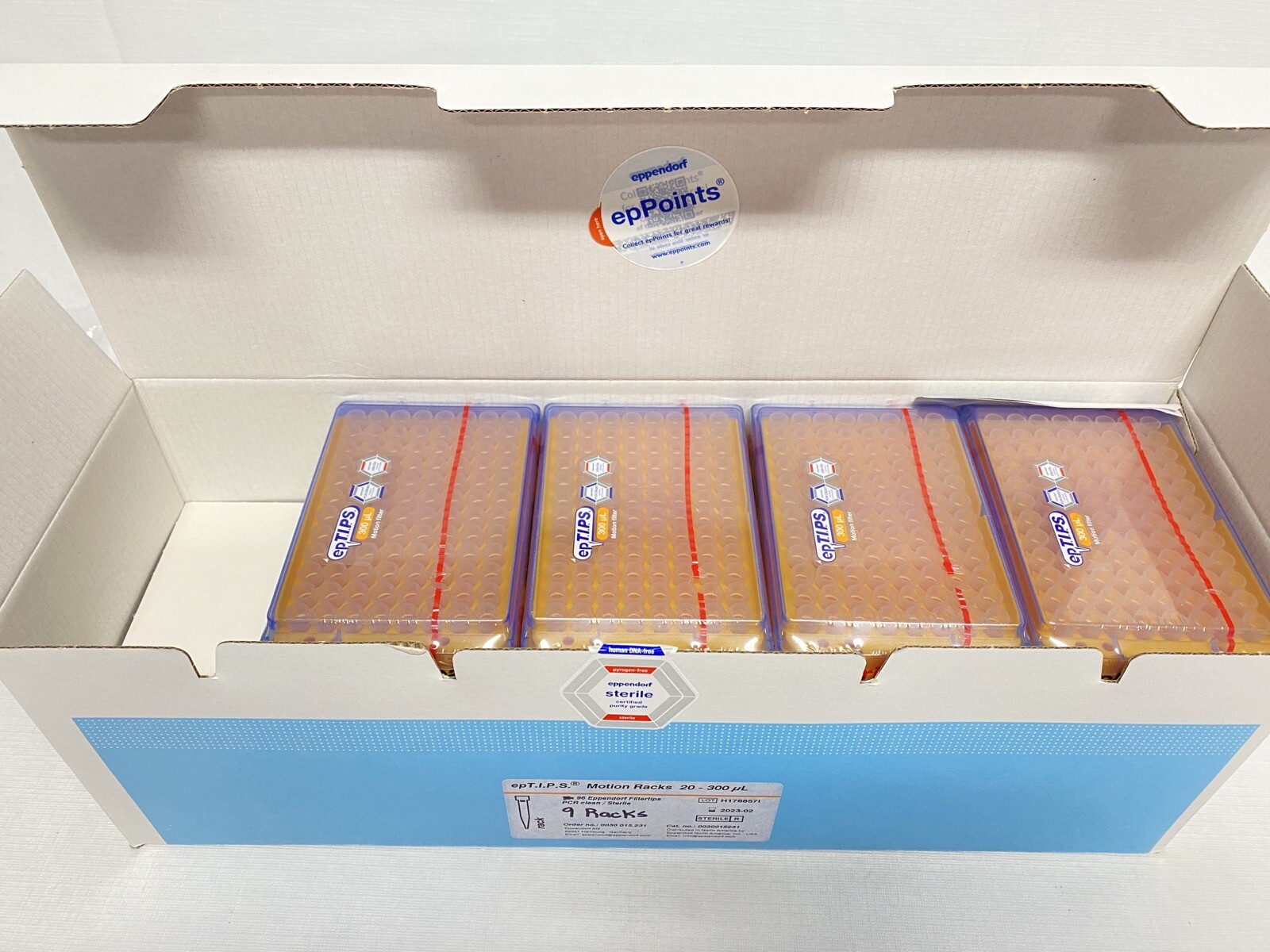 (864) EPPENDORF 300uL epT.I.P.S. Motion Filtered Pipette Tips 9×96 0030015231