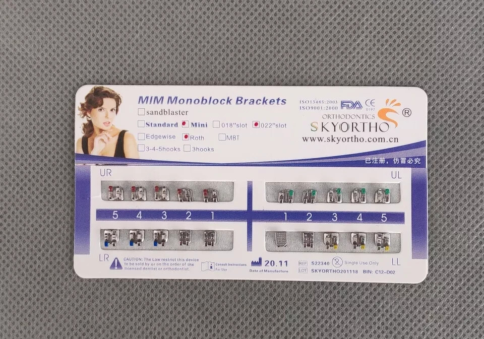 5 Sets Dental Orthodontic Metal Brackets MIM Monoblock Mini Roth 022 no hooks