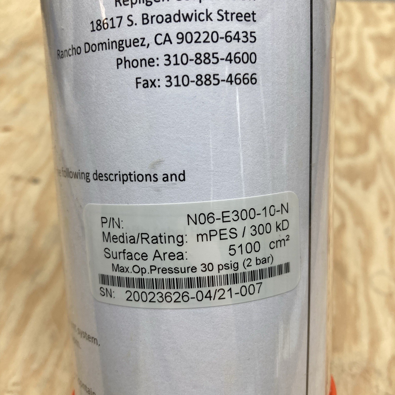 New Repligen MiniKros Hollow Fiber Filter mPES 300kD N06-E300-10-N