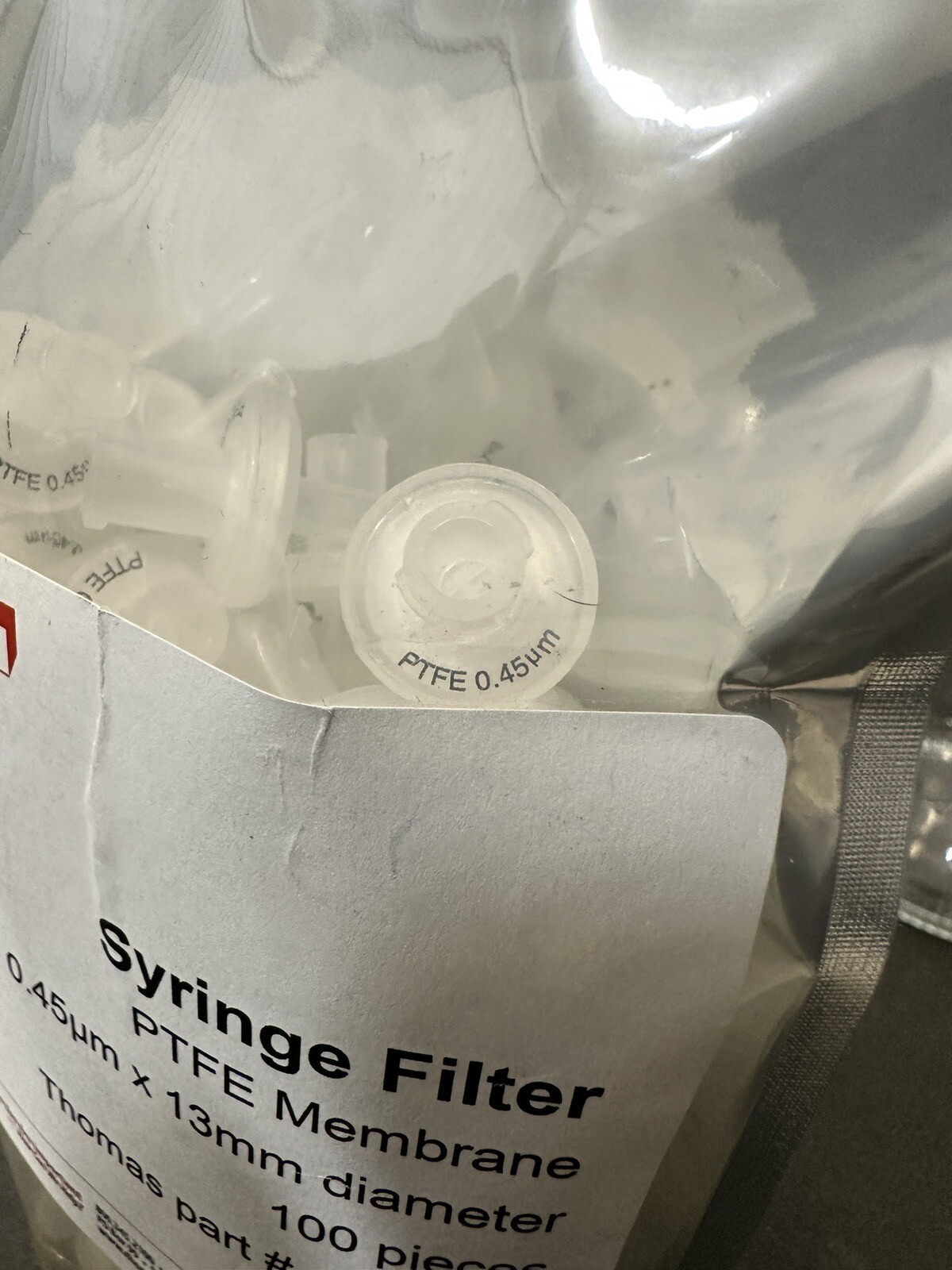 Thomas Scientific Syringe Filter PTFE Membrane 0.45um x 13mm Diameter 1220K85