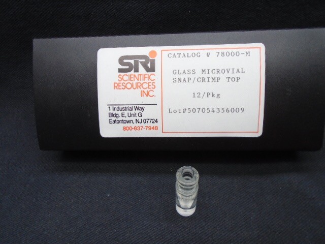 SCIENTIFIC RESOURCE 0.4mL Glass Micro Conical Reaction Vial Snap Crimp Top 12/Pk