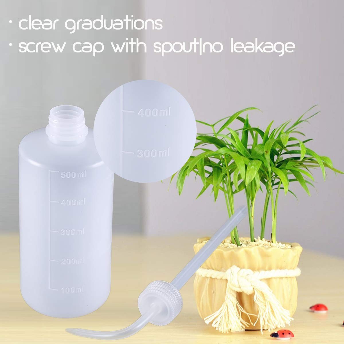 Valchoose 2Pack 500ml Squeeze Bottle 16.9oz, No Spill Wash 2x500ml, White
