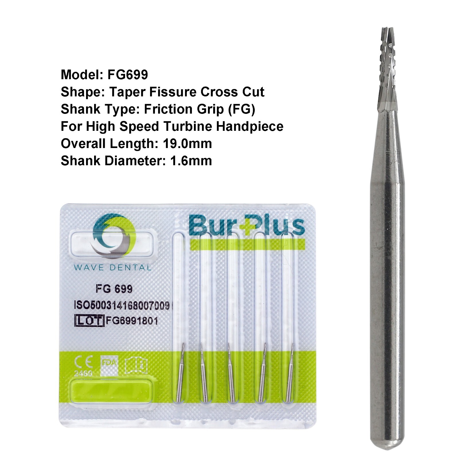 Wave Dental High Speed Handpiece Burs Carbide FG 169L 699 699L 701 701L 702 702L