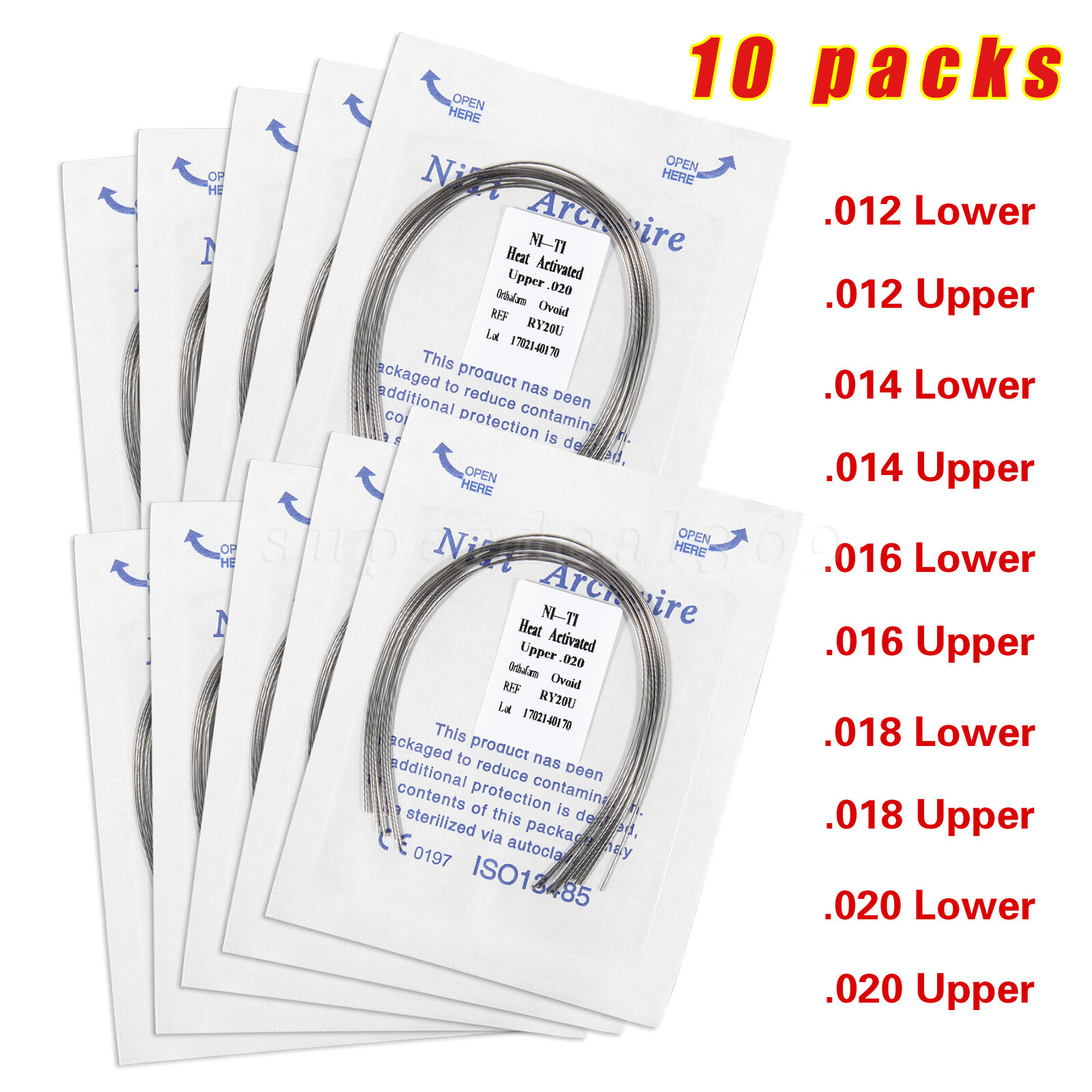 10 Packs Dental Orthodontic Niti Round Arch Wires Heat Thermal Activated ns