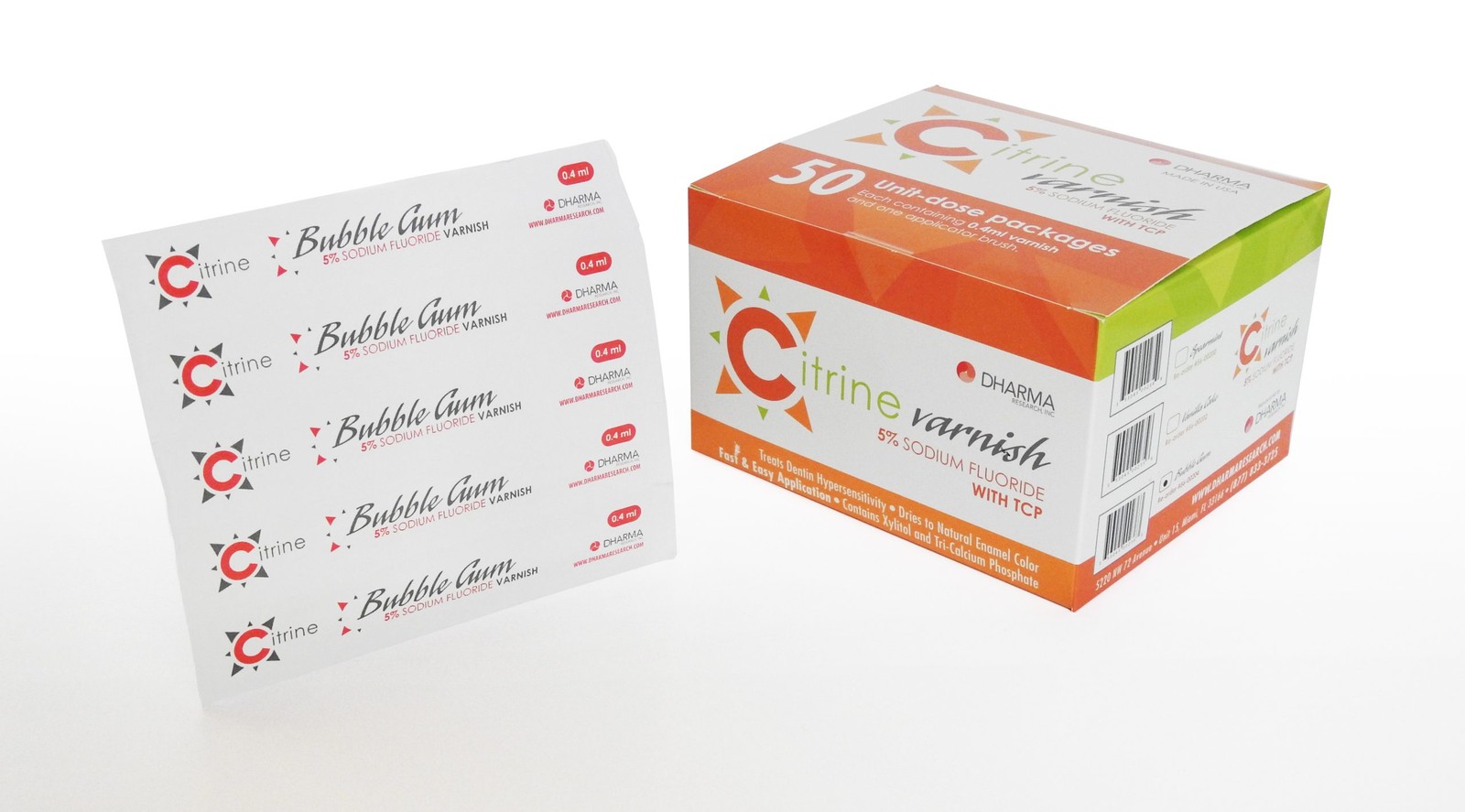 Dharma Citrine Fluoride Varnish Spearmint x50 Dental Fluoride Varnish