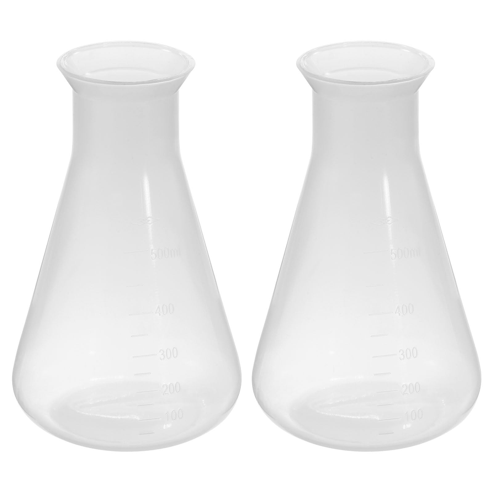 PATIKIL 500ml Plastic Erlenmeyer Flask, 2 Pack Wide Mouth Conical Flask