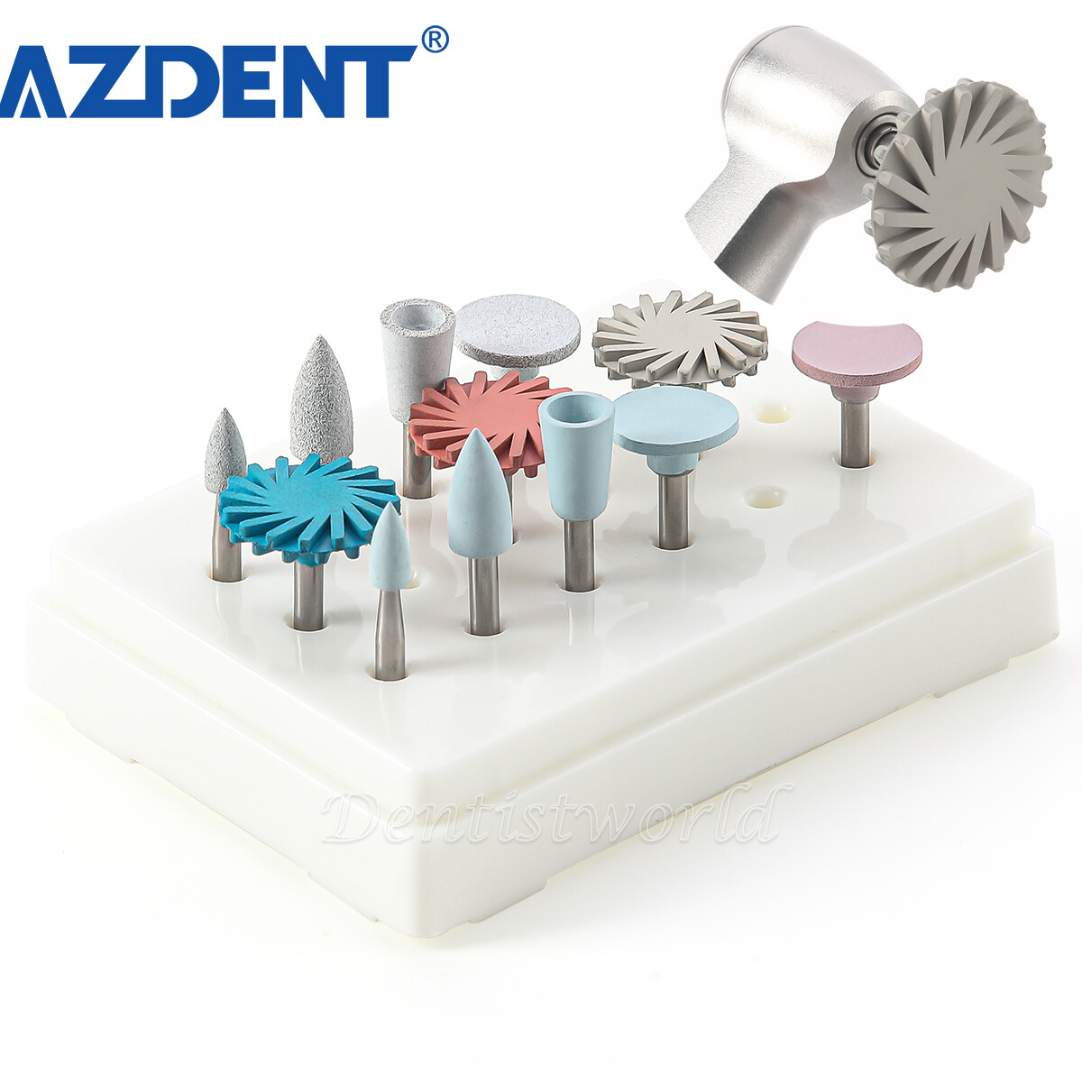 AZDENT Dental Composite Polishing Wheel Discs Burs Kit RA 2.35mm 12pcs/pack