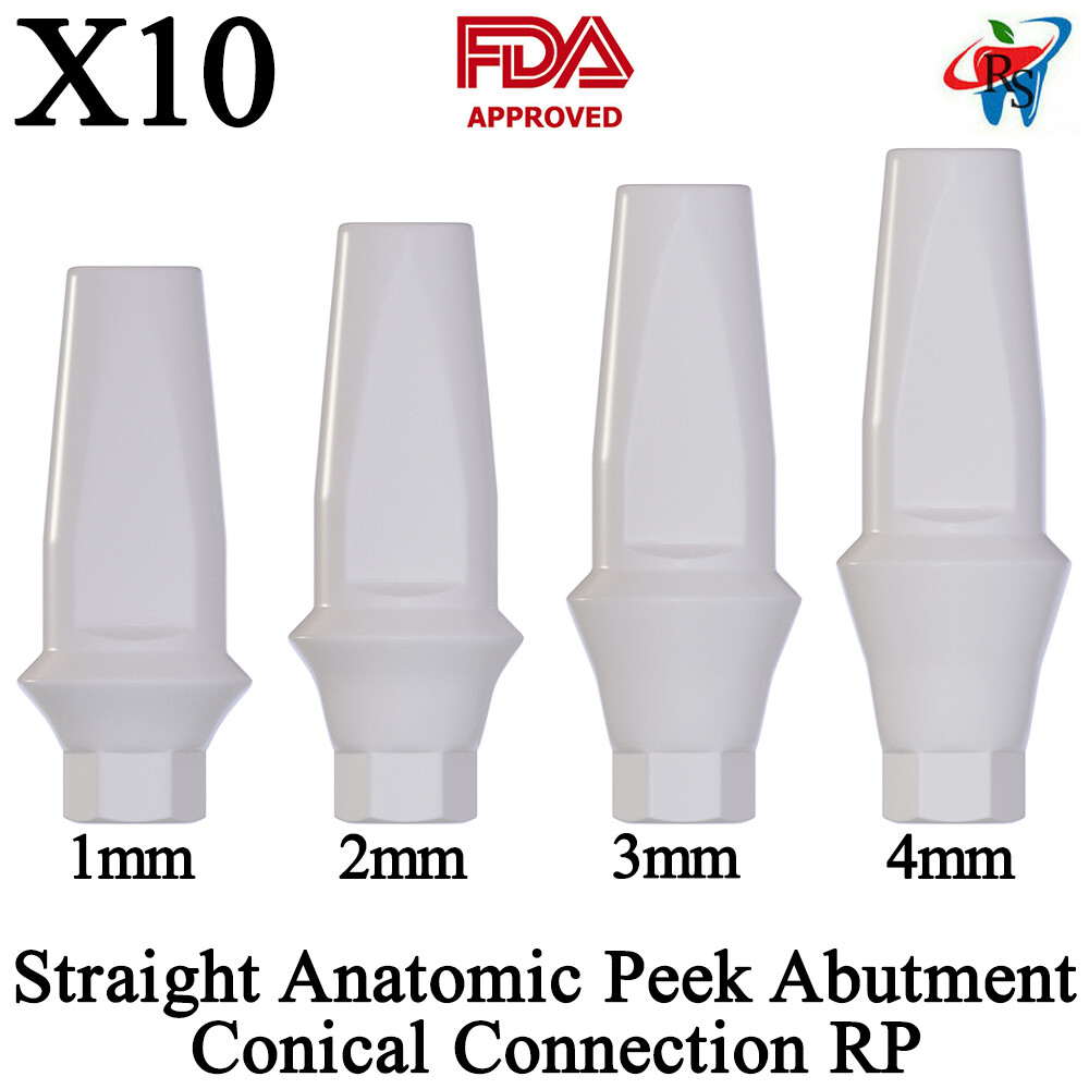 10pcs DSl Straight Abutments Anatomic Peek Conical Connection RP Dental Lab