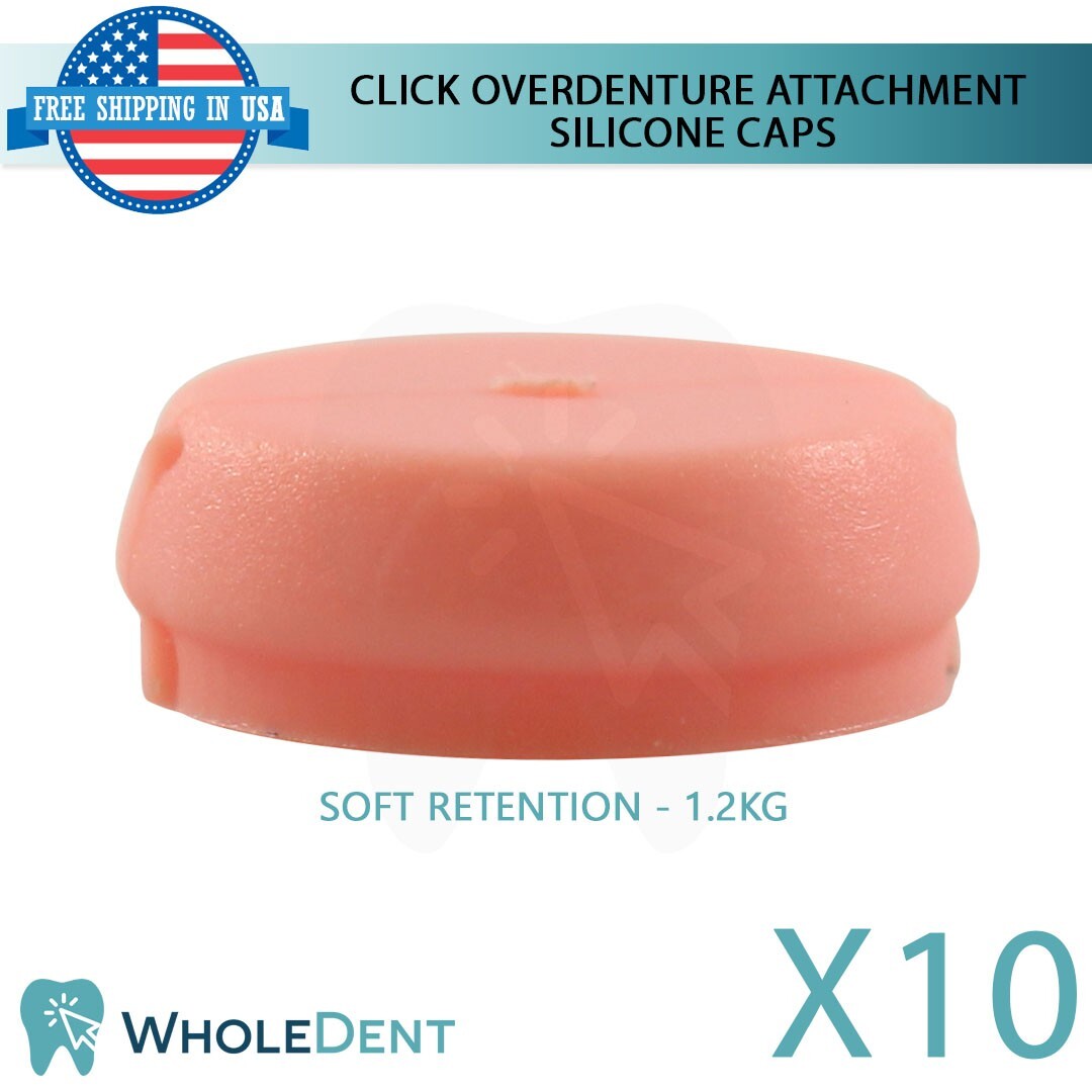 10x Soft Silicone Cap Click Overdenture Attachment Abutment Dental Tool