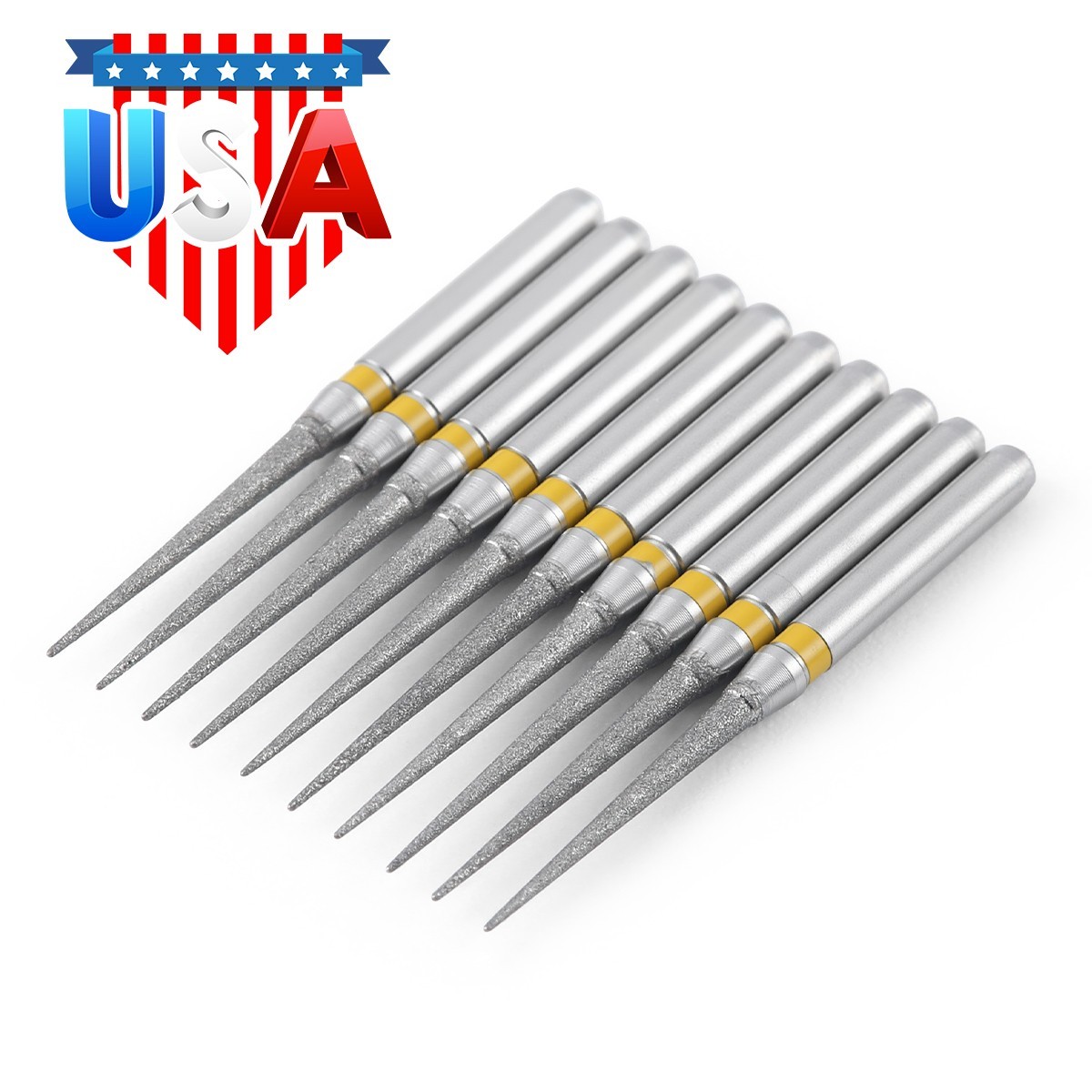 Dental Diamond Bur FG Needle/ Pointed cone 10pcs/box For High Speed Handpiece