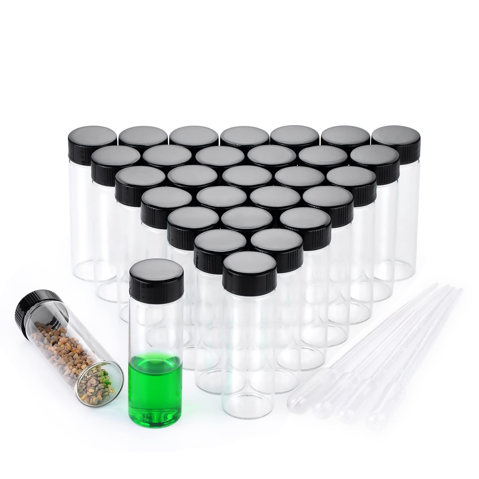 BKMAMLAB 30ml Clear Small Glass Vials 30pcs with Screw 30pcs,