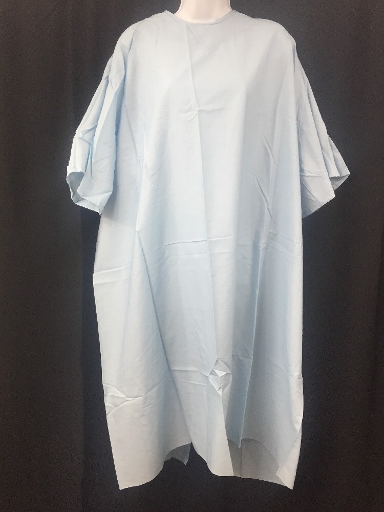 QTY 2 NEW DOWLING TEXTILE HOSPITAL PATIENT Gown Universal Size Light Blue