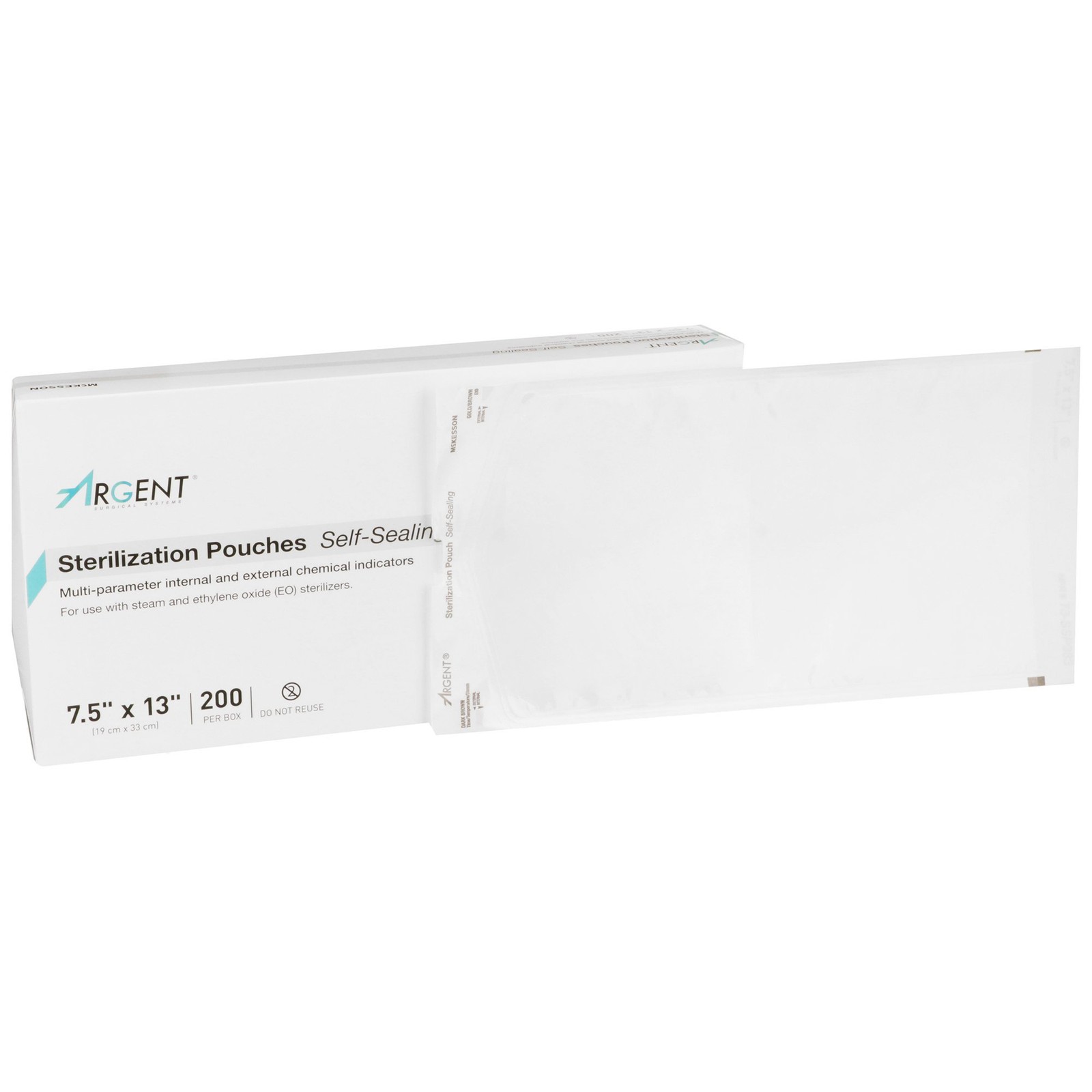 McKesson Argent Sure-Check Sterilization Pouch Transparent White 7-1/2 X 13