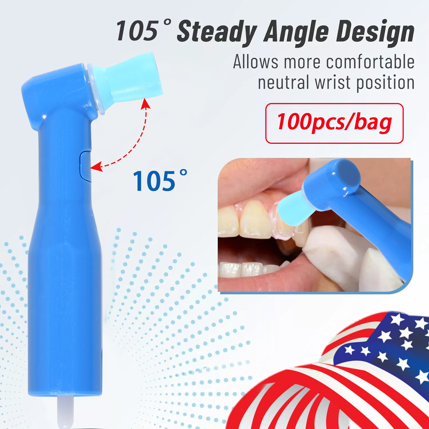 Dental Disposable Prophy Angles Regular Latex Free Contra Angle 105° Firm 100pcs