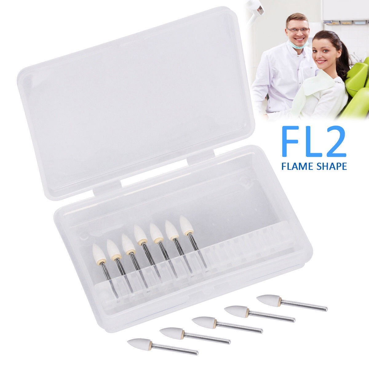 1x Dental Polishing FG Burs Aluminum Oxide Bur FL2 Round White Stone 12Pcs/Pack