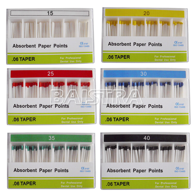Dental Endo Absorbent Paper Points Color Coded Taper 02/.04/.06 #15-40