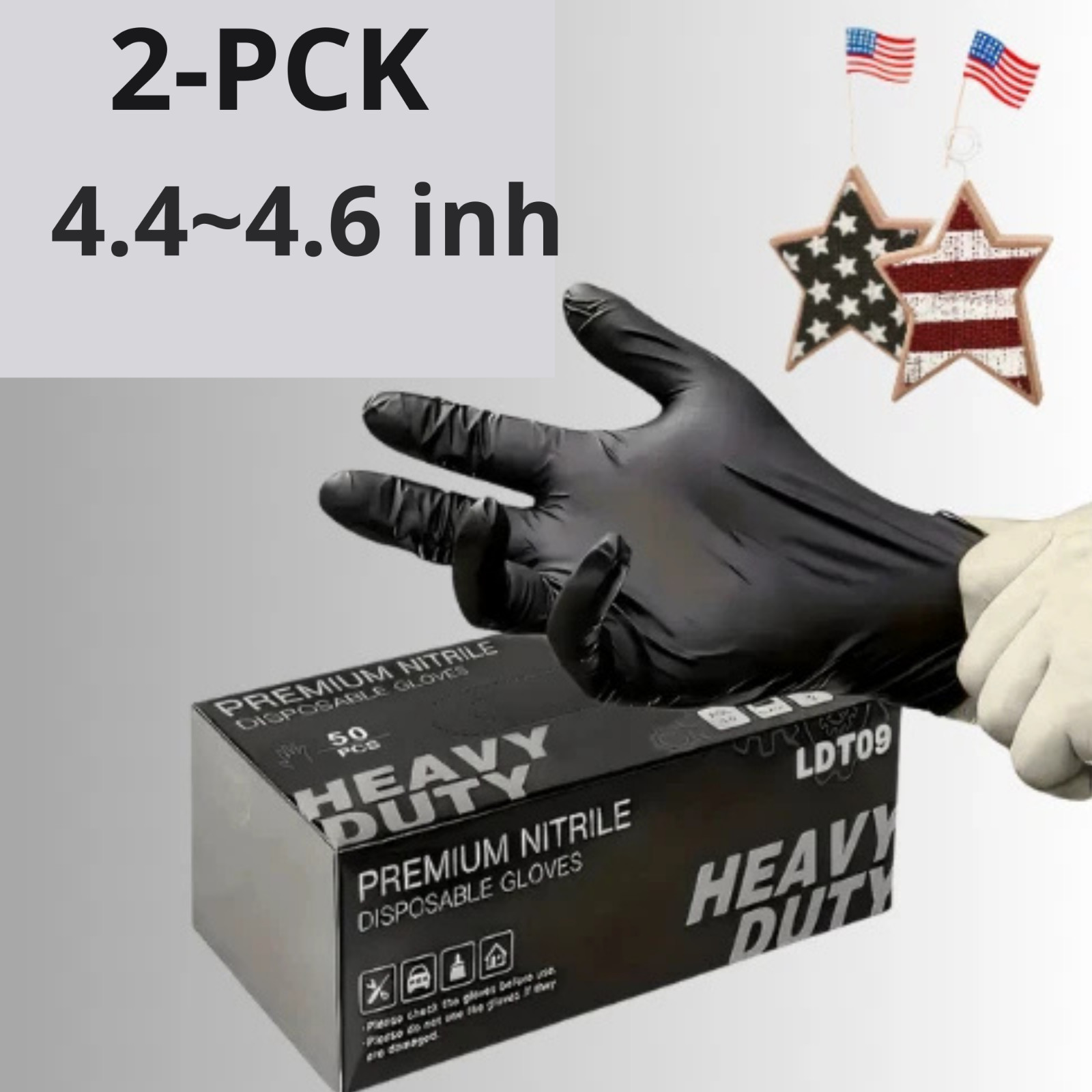 2(XL)-Disposable Nitrile Gloves, Waterproof, Durable for Kitchen, Tattoo Artists