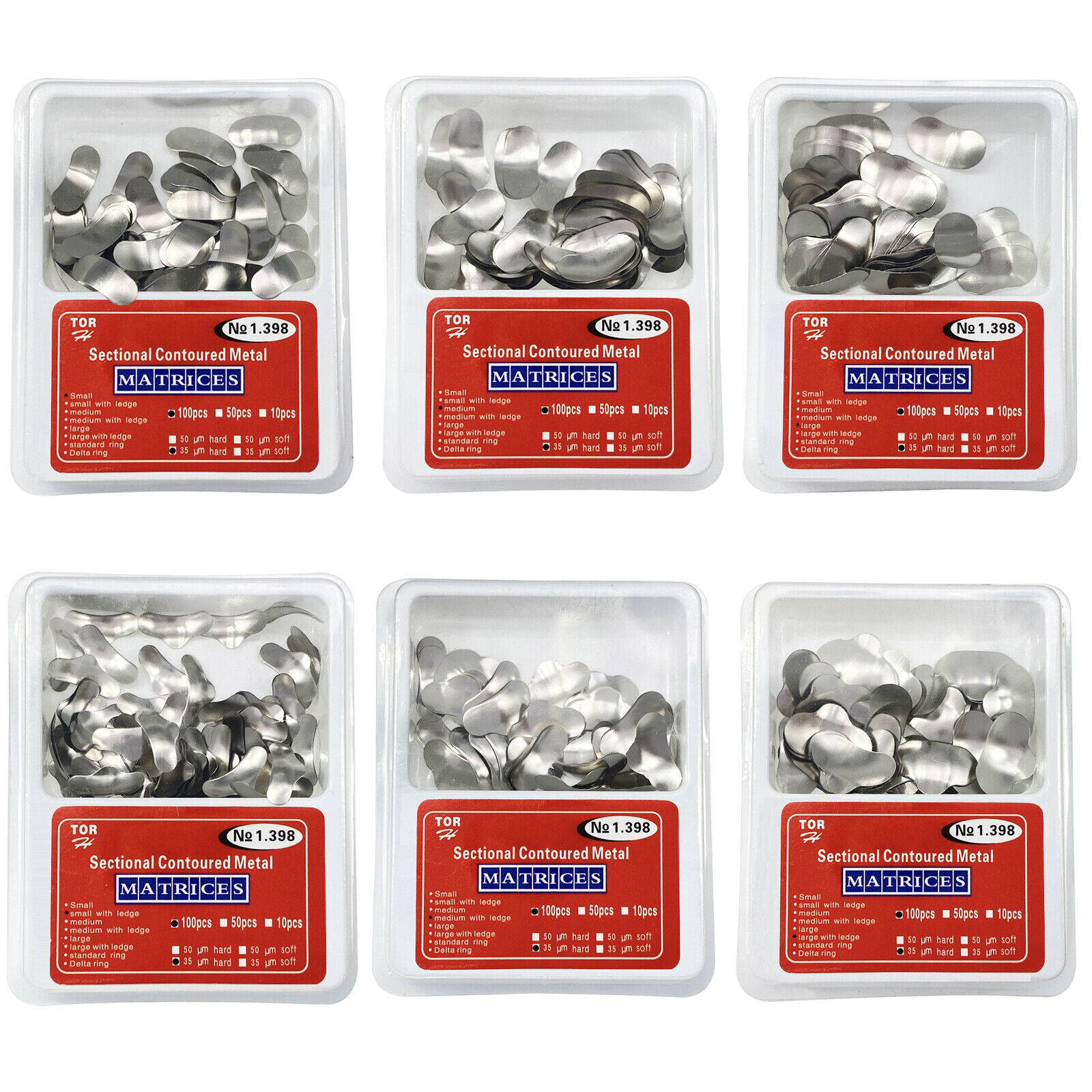 TOR VM Dental Sectional Contoured Matrices Refill Matrix Band Large Medium Small